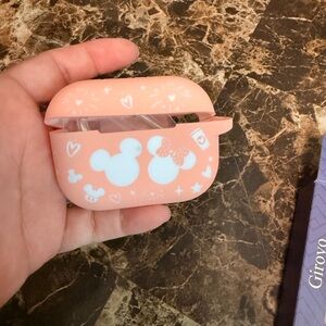 Peach Mickey Silicone AirPods Case with Bow